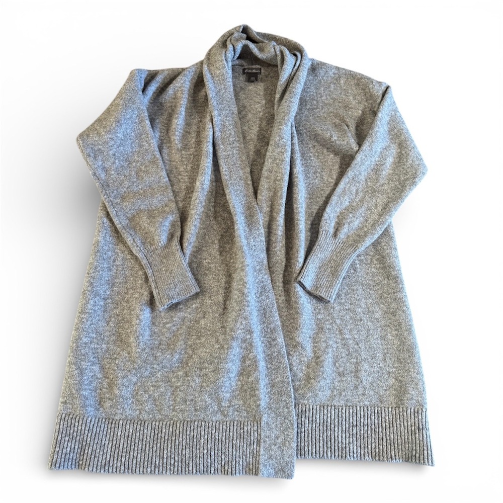 Eddie Bauer Oversized Grey Knit Cardigan Women's Small/Extra Small  Shawl Collar
